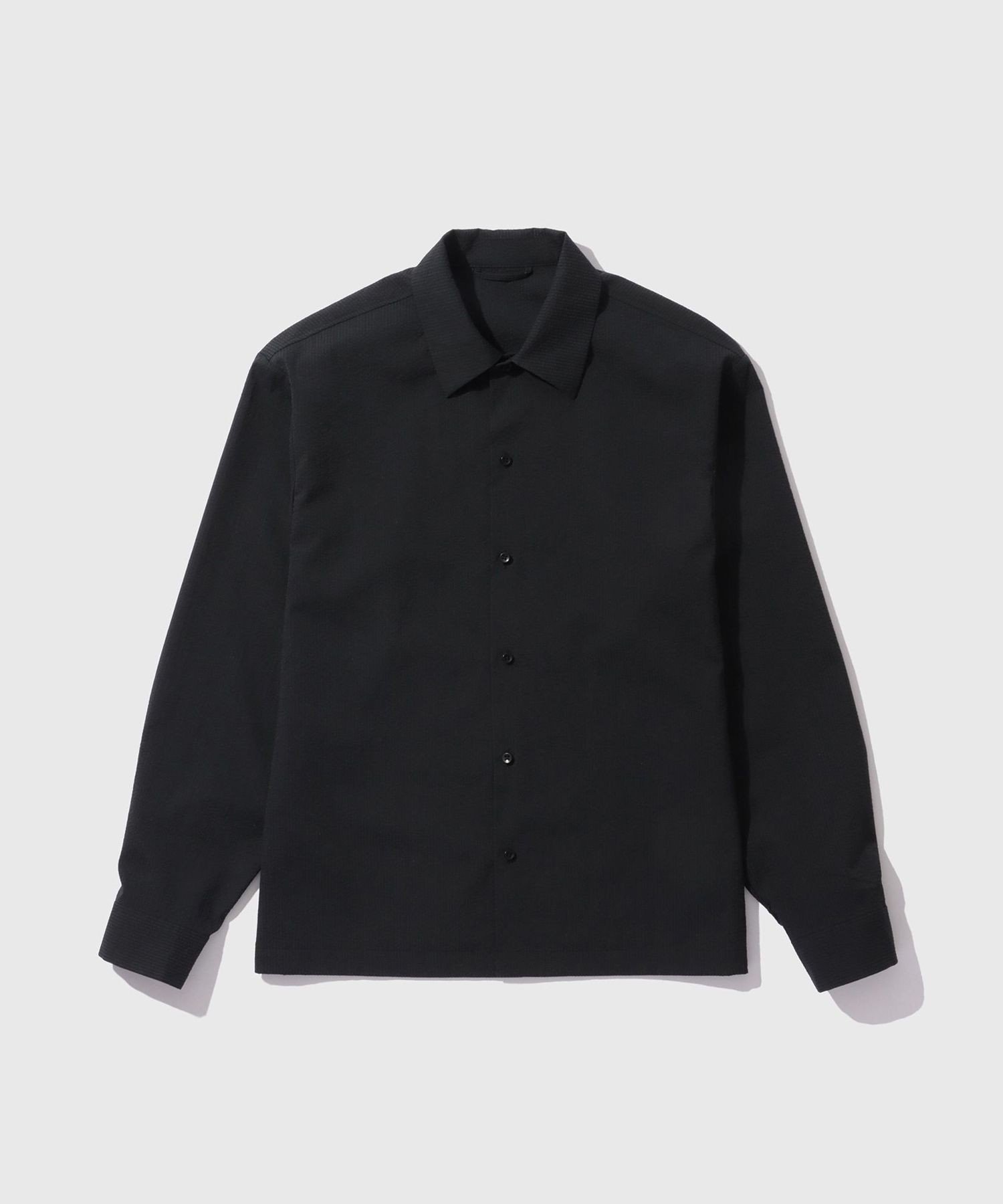 ADAM ET ROPE' HOMME シアサッカー シャツジャケット アダムエロペ トップス シャツ・ブラウス ブラック ブラウン【送料無料】
