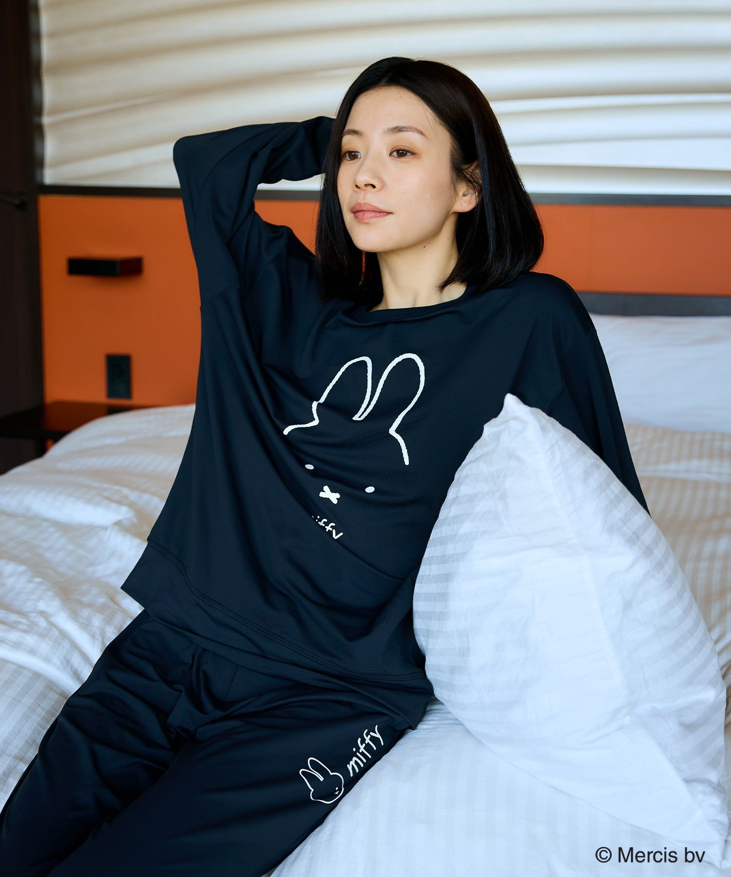 cross marche HOGUSU 長袖上下セット miffy クロスマルシェ インナー・ルームウェア パジャマ ブラック ネイビー