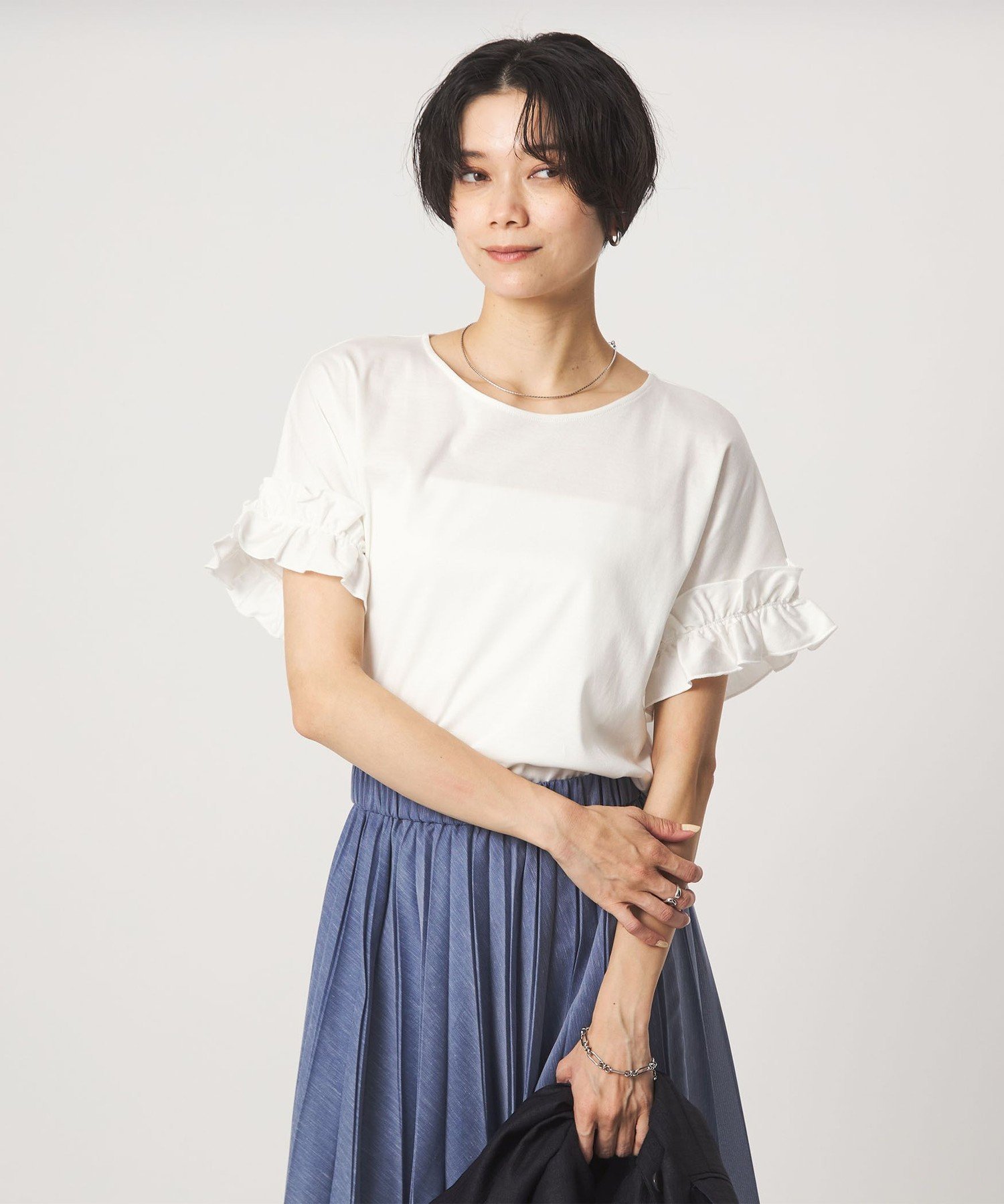 ソデフリル Tシャツ 汗染み防止 ユナイテッドアローズ グリーンレーベルリラクシング トップス カットソー・Tシャツ ブラウン グレー ホワイト ブラック