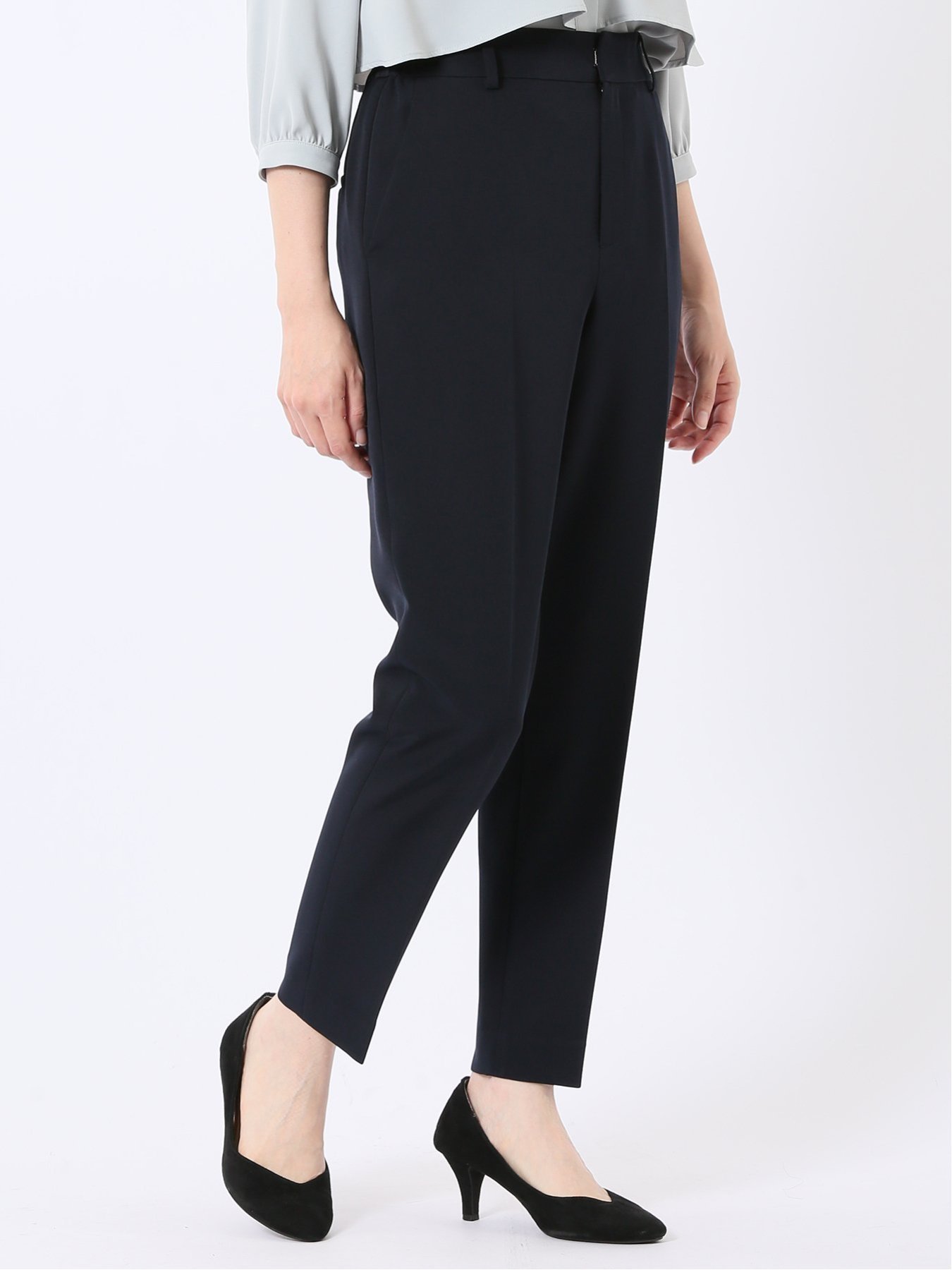 【SALE／5%OFF】m.f.editorial スラックス レディース ビジネス セットアップ可能 裾上げ済み ストレッチ ウォッシャブル UV イージーケア テーパード ダブルクロス 紺 タカキュー スーツ・フォーマル スーツパンツ【送料無料】