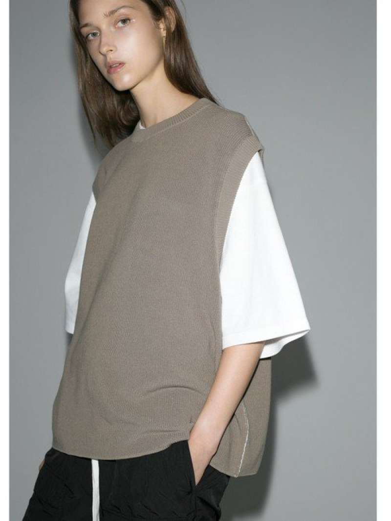 【SALE／70%OFF】BEAUTY&YOUTH UNITED ARROWS ＜monkey time＞ COTTON AZE CROPPED VEST/クロップドベスト ユナイテッドアローズ アウトレット トップス ニット ベージュ ブラック レッドのサムネイル