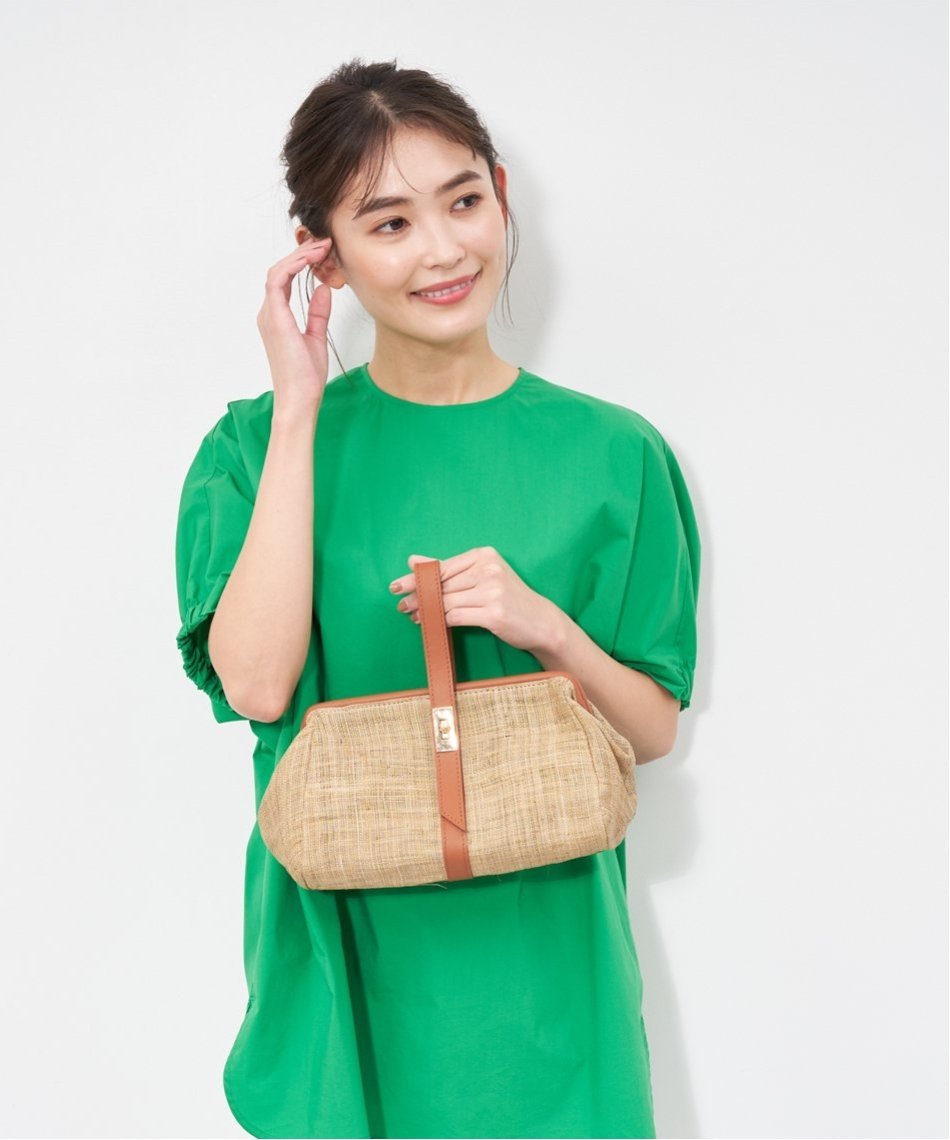 【SALE／50%OFF】COTTO COTTO/ラフィアレザーバッグ マイカアンドディール バッグ ハンドバッグ ブラウ..