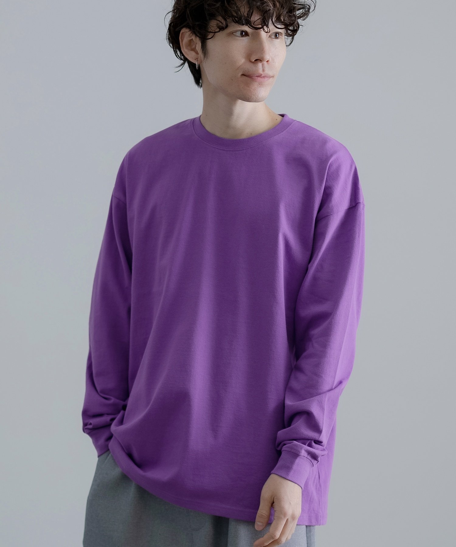 SIDEWAY STANCE SIDEWAY STANCE サイドウェイスタンス 無地 長袖Tシャツ インプローブス トップス カットソー・Tシャツ ブルー パープル ネイビー ホワイト カーキグリーン イエロー ブラック