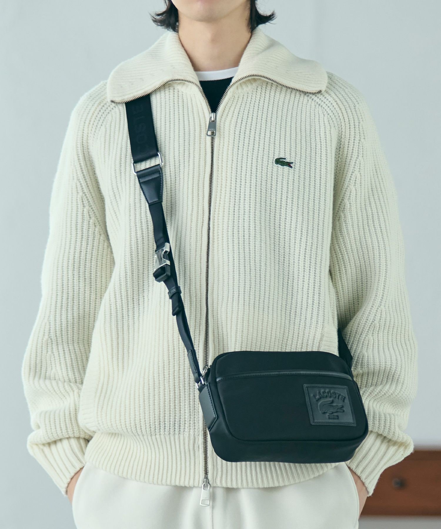 【SALE／30%OFF】LACOSTE ラコステクラシックス ナイロンミニレポーターバッグ ラコステ バッグ ショルダーバッグ ブラック【送料無料】