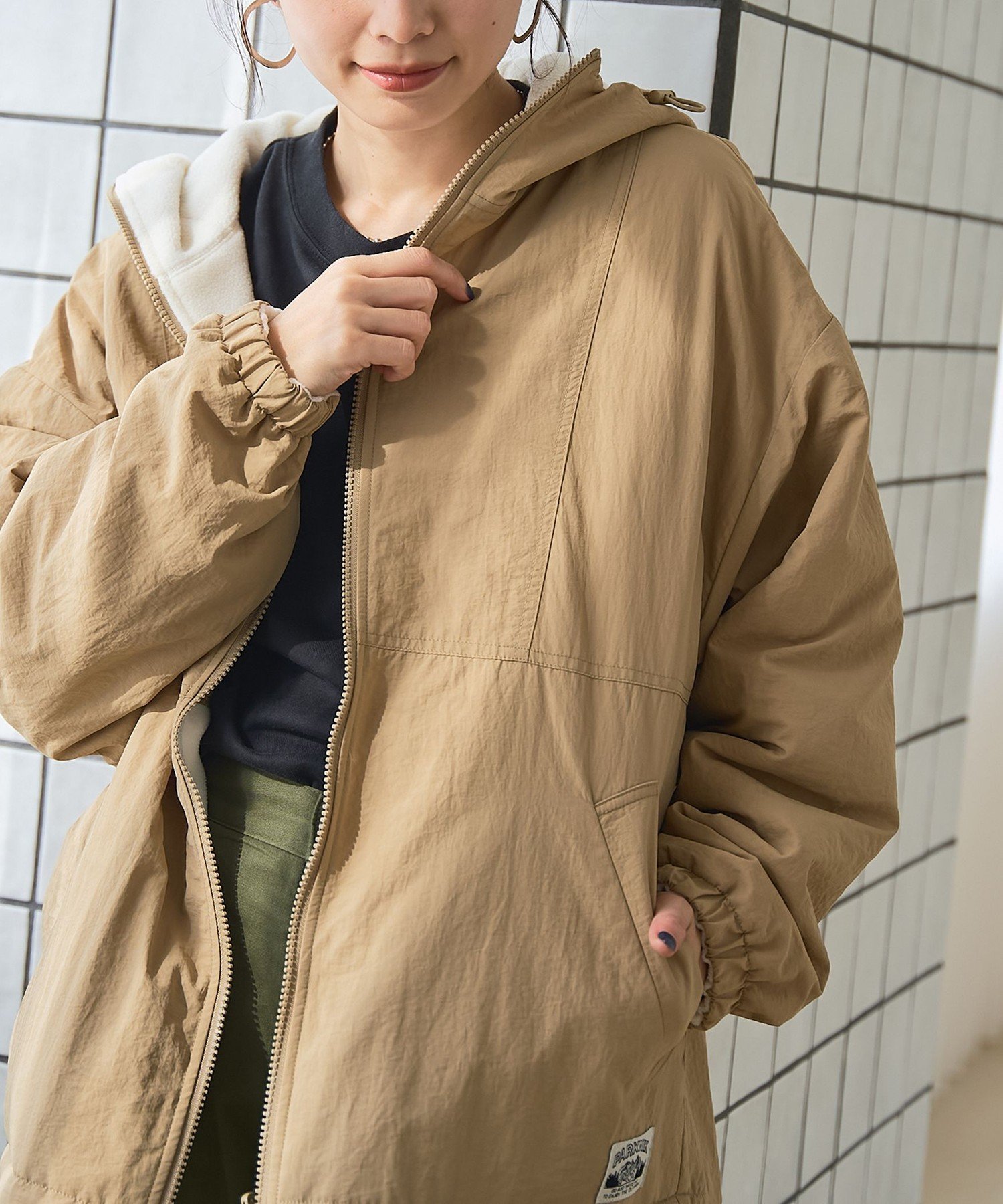 【SALE／11%OFF】coen PARKNIKリバーシブルフーディー【ヘビロテ賞】 コーエン ジャケット・アウター マウンテンパーカー ベージュ ホワイト ブラック グリーン【送料無料】