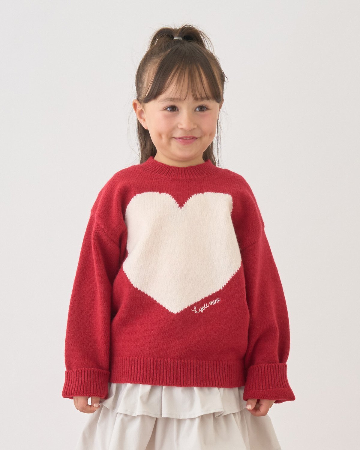 Lycee mine 【Lycee mine バレエシリーズ】ハートセーター ナルミヤオンライン トップス ニット グレー ピンク ホワイトのサムネイル