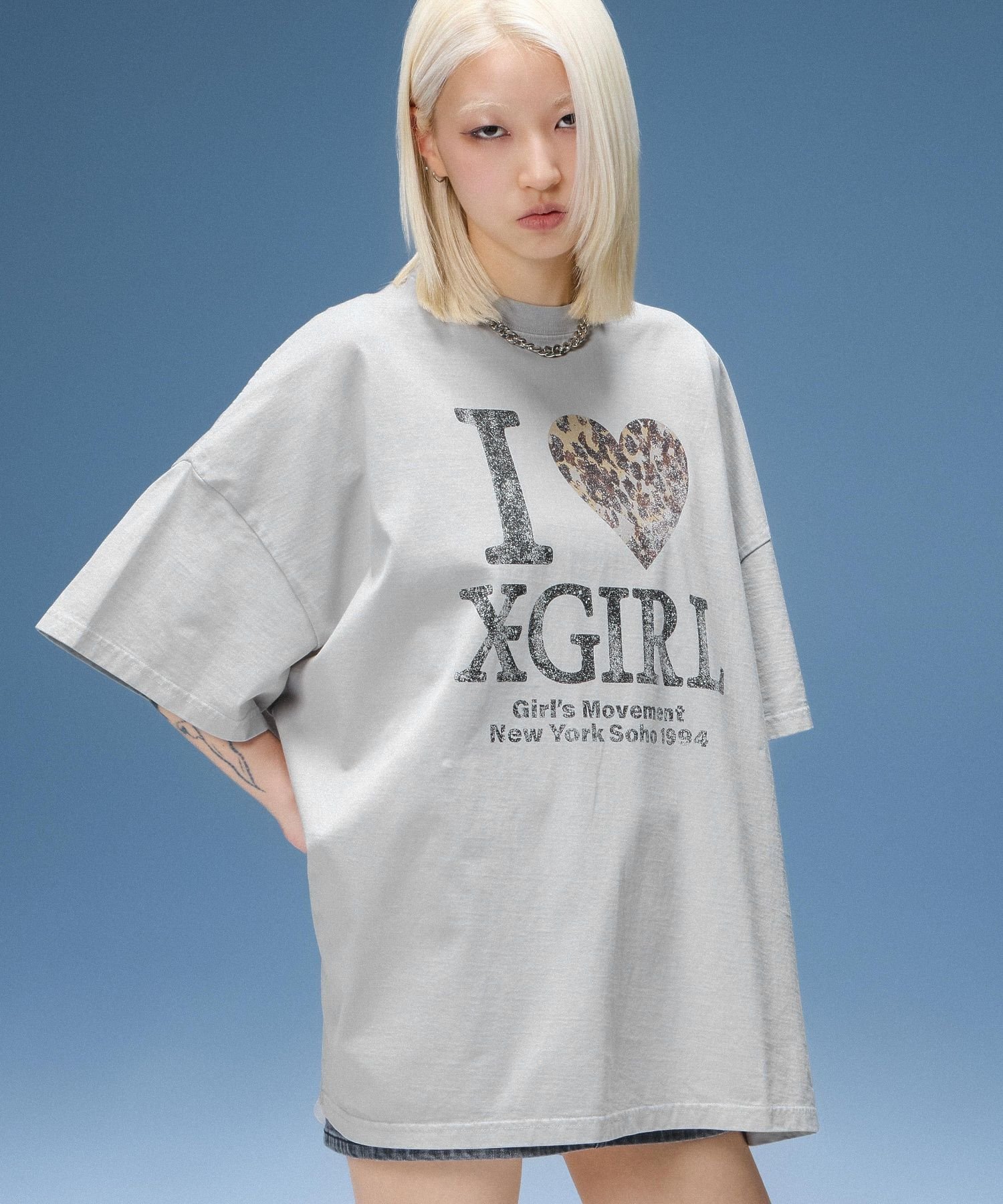 X-girl FADED I LOVE X-GIRL S/S BIG TEE DRESS エックスガール ワンピース・ドレス その他のワンピース・ドレス ブラック