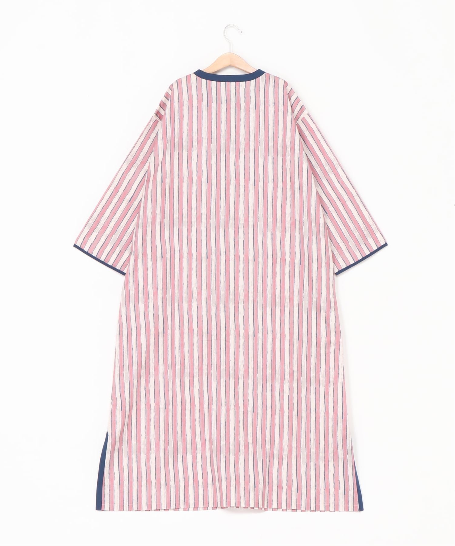 KID BLUE (W)26ウォータリングストライプ 8分袖ナイティ キッドブルー インナー・ルームウェア その他のインナー・ルームウェア グリーン ピンク