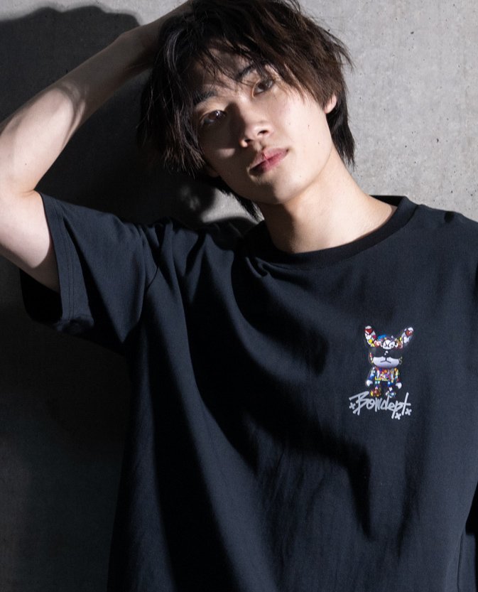 YEVS 【Bow dept】前後プリントペイントTシャツ【ユニセックス】 イーブス トップス カットソー・Tシャツ ブラック