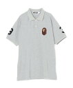 A BATHING APE LARGE APE HEAD POLO M BAPEC ア ベイシング エイプ トップス ポロシャツ グレー グリーン ネイビー レッド【送料無料】