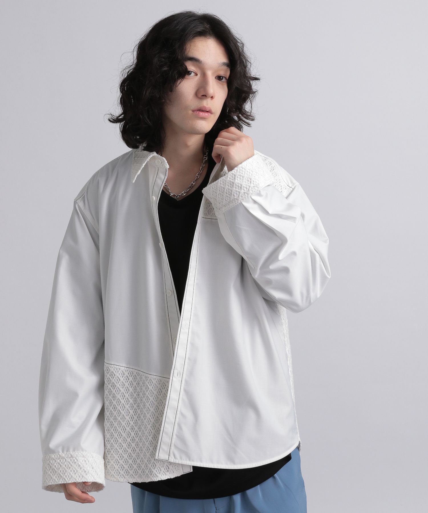 【SALE／50%OFF】HARE (M)ボリュームアームキリカエSH ハレ トップス シャツ・ブラウス グリーン ブラック ホワイト【送料無料】のサムネイル