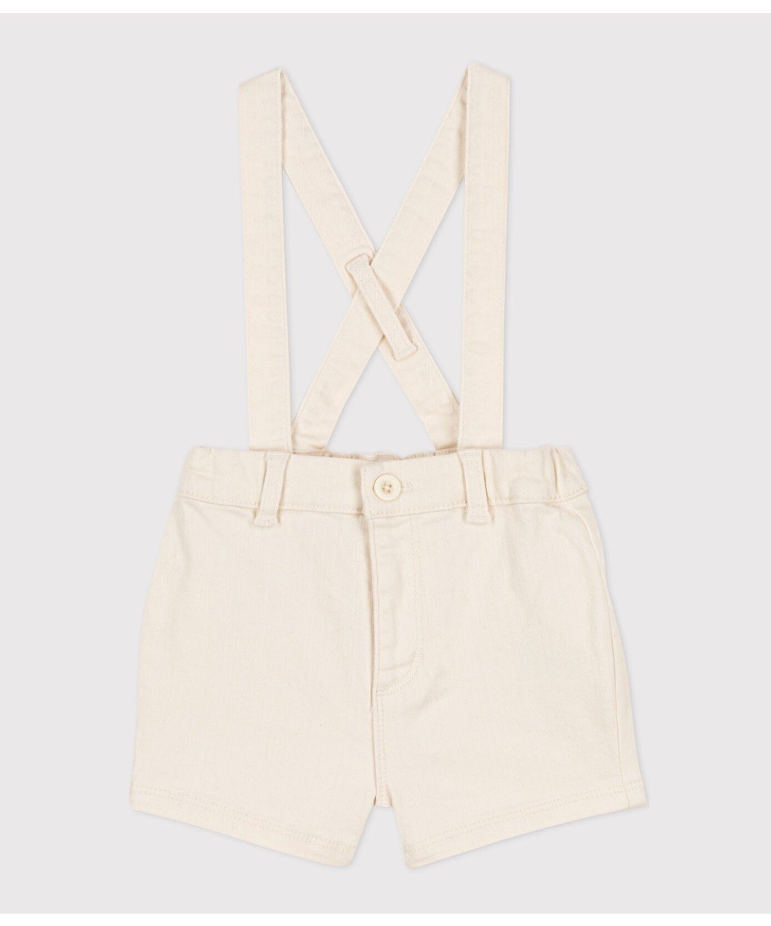 PETIT BATEAU カラーデニムショートサロペット プチバトー オールインワン・オーバーオール オーバーオール・サロペット ホワイト【送料無料】