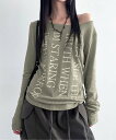 【SALE/15%OFF】MEMECLE MEMECLE/(W)2way レタリング ボートネック オフショル カットソー チェルカ トップス カットソー・Tシャツ ホワイト カーキグリーン