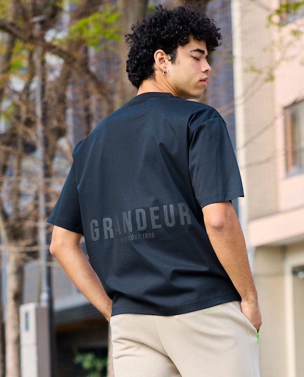 YEVS 【VIRTUOUS】シルケットバックロゴTシャツ イーブス トップス カットソー・Tシャツ ブラック ホワイト