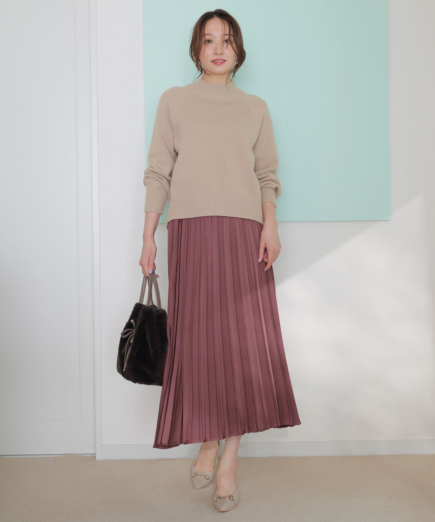 ANY SIS 【2SET】ボリューム ニット×プリーツ スカート セット エニィスィス ジャケット・アウター テ..