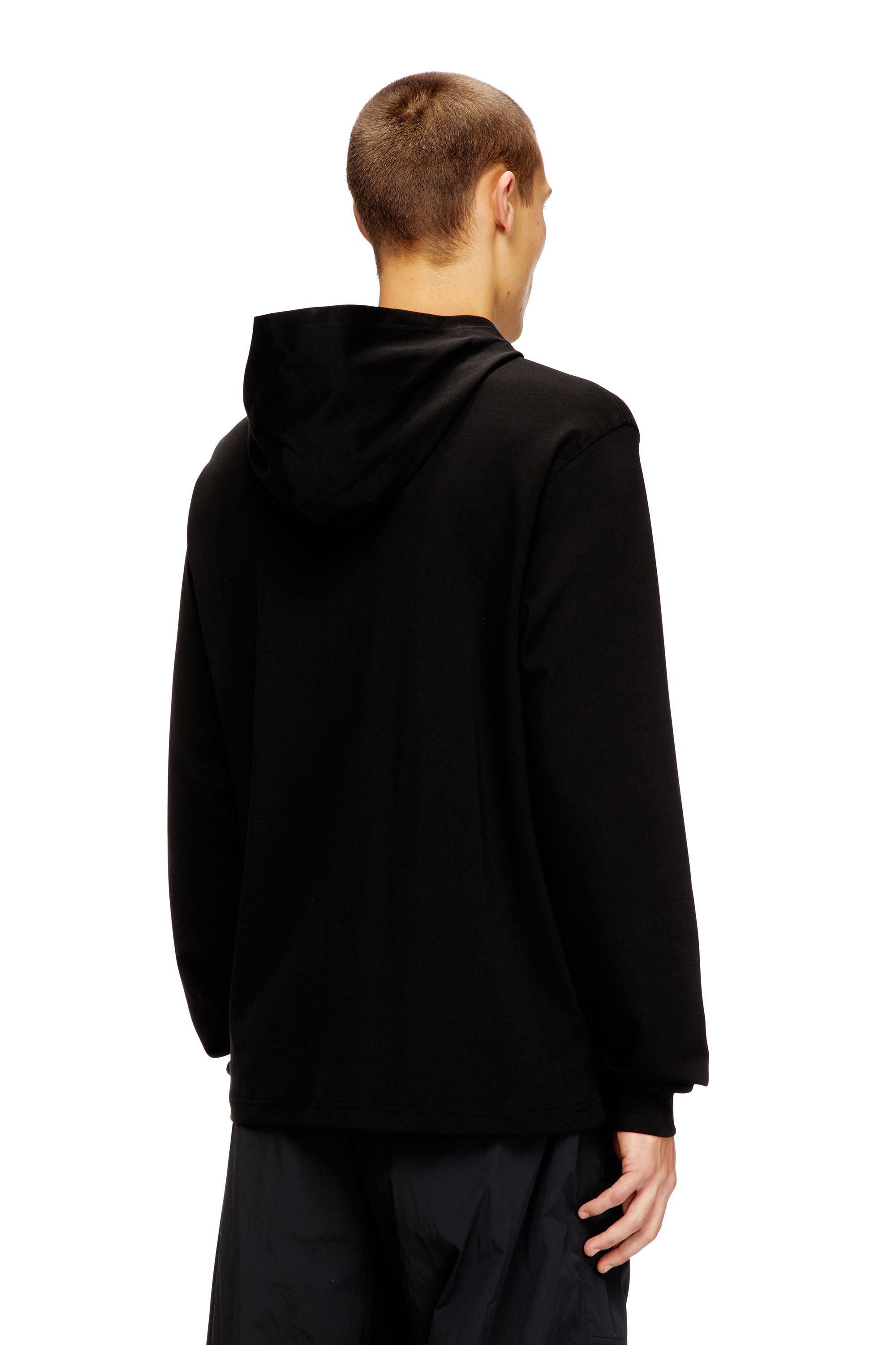 メンズ フード付き長袖Tシャツ T-BILL-LS-HOOD-MET ディーゼル トップス カットソー・Tシャツ ブラック