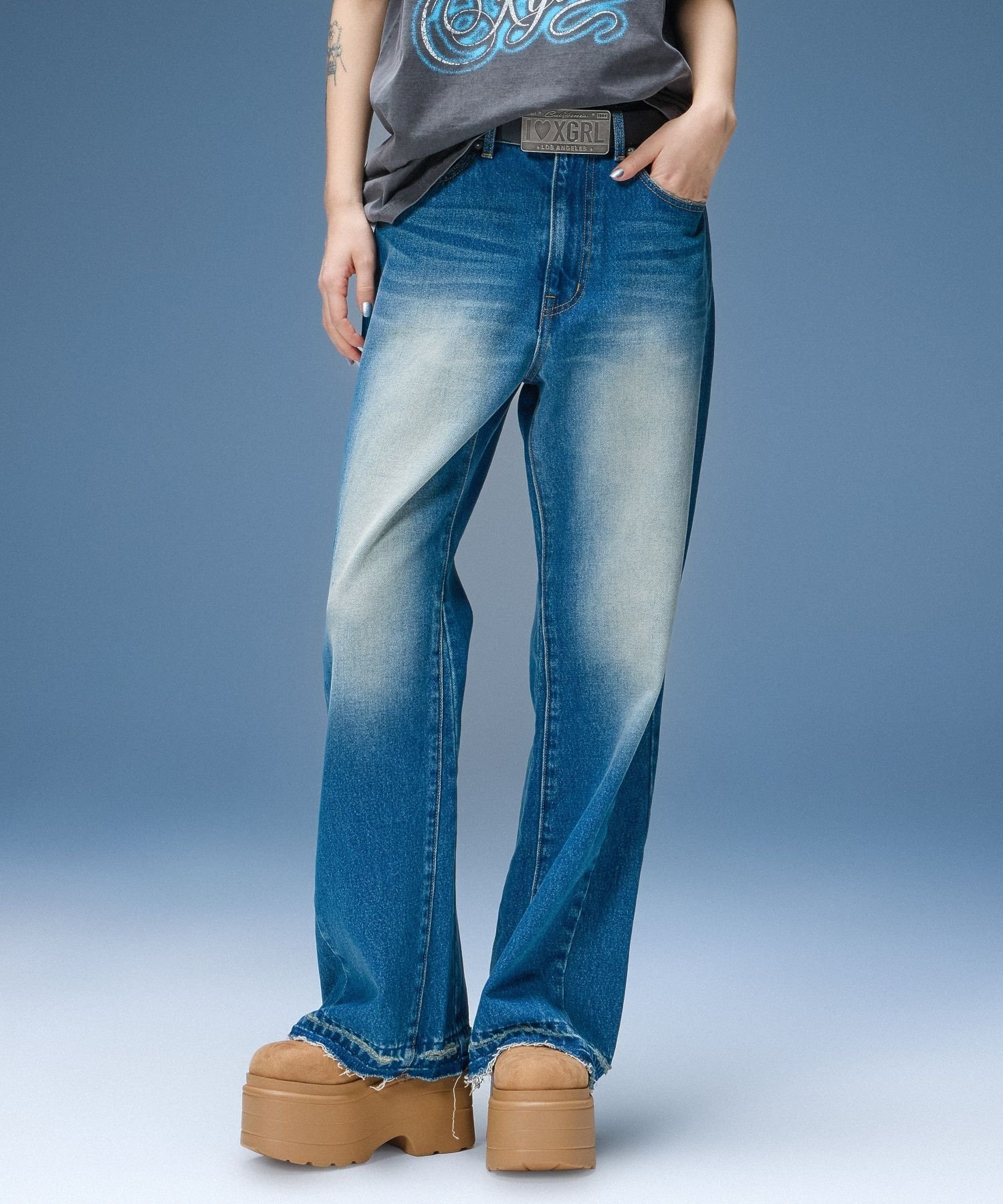 X-girl RELAX FIT DENIM PANTS エックスガール パンツ その他のパンツ ネイビー ブラック