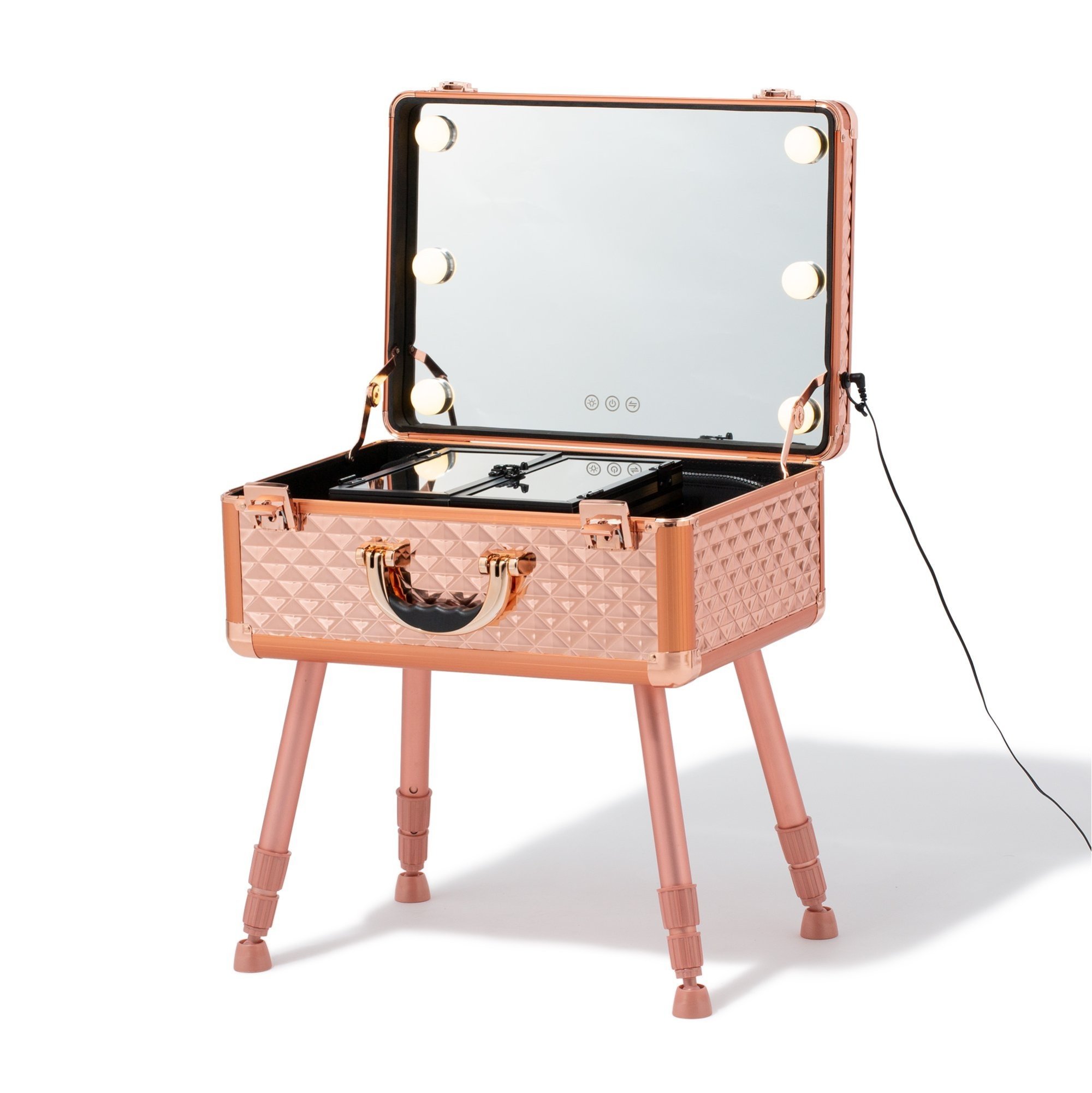 Francfranc ヴァリーズ ハリウッドボックス L フランフラン メイク道具・美容器具 手鏡・メイクミラー ピンク【送料無料】のサムネイル