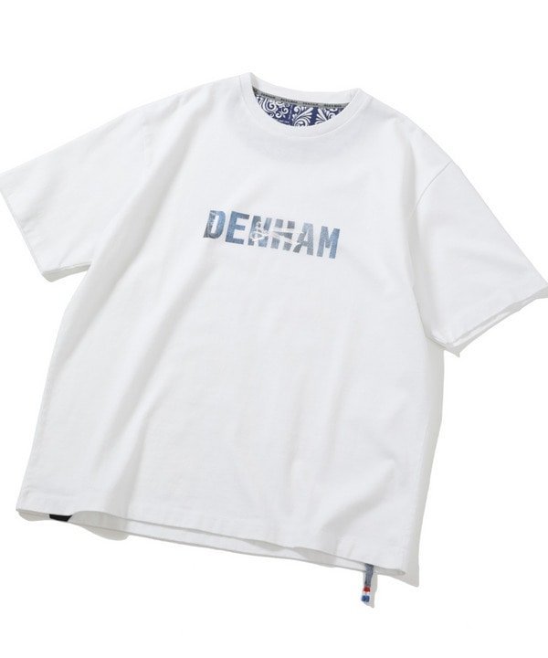 メンズビギ アウター メンズ 【SALE／10%OFF】MEN'S BIGI 【DENHAM/デンハム】30 /2 天竺ロゴTシャツ メンズ ビギ トップス カットソー・Tシャツ ホワイト ネイビー【送料無料】