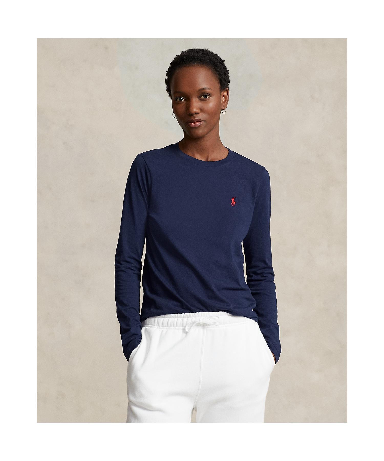 ポロ ラルフローレン トップス レディース POLO RALPH LAUREN ロングスリーブ ジャージー クルーネック Tシャツ ラルフローレン トップス カットソー・Tシャツ ネイビー【送料無料】