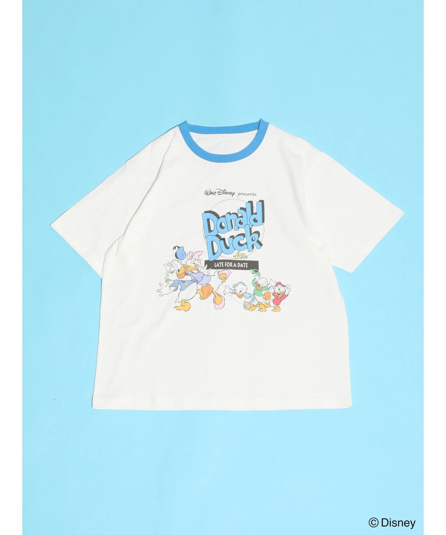 Green Parks ドナルドダック90th/アソートリンガー半袖TEE 24SS/Disney/クルーネック/綿100%/夏 グリーンパークス トップス カットソー・Tシャツ ホワイト グレー ネイビーのサムネイル