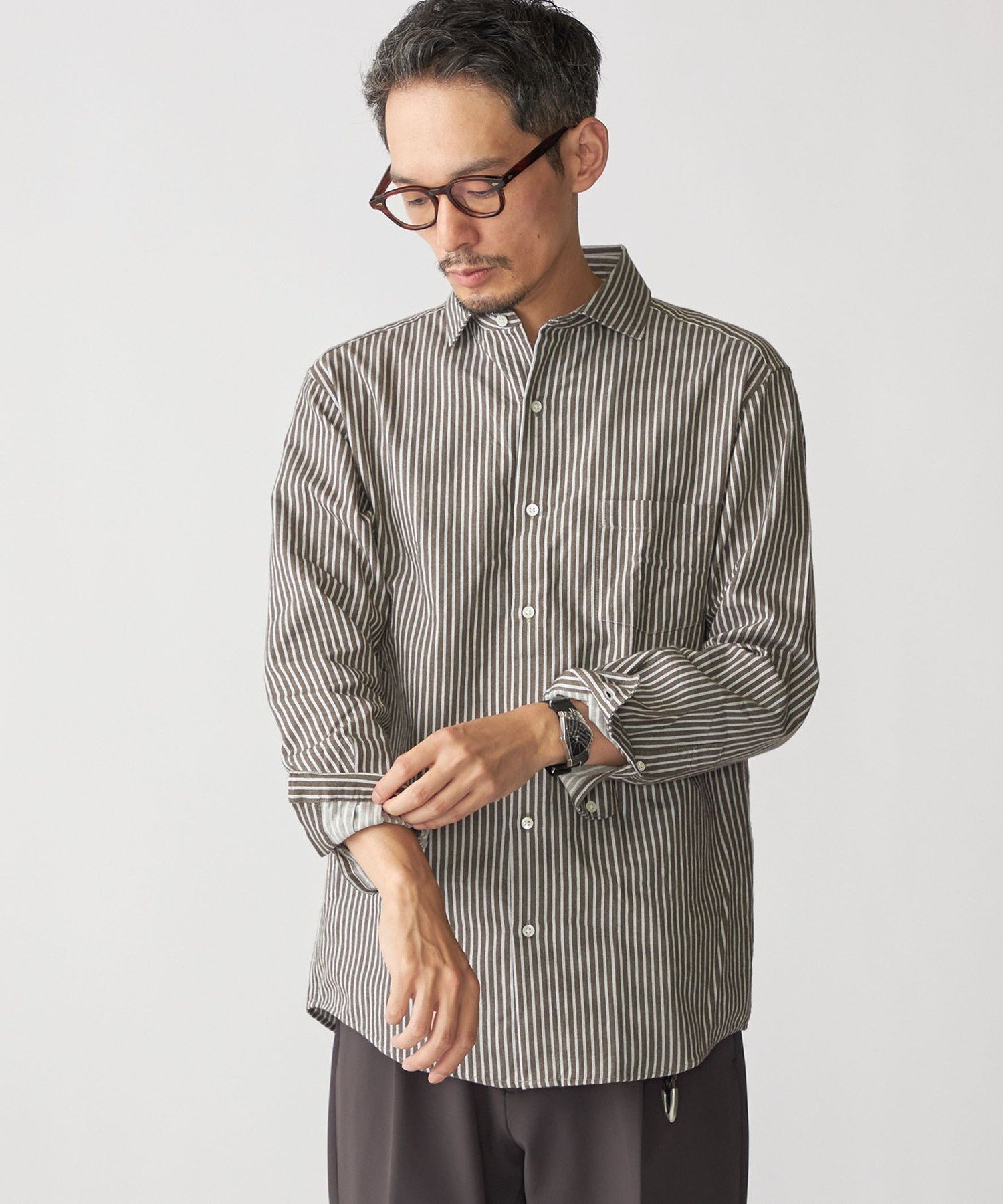 【SALE／60%OFF】SHIPS MEN SHIPS: セミワイド ギンガム/ストライプ ビエラ シャツ シップス トップス シャツ・ブラウス ネイビー ブルー ベージュ【送料無料】