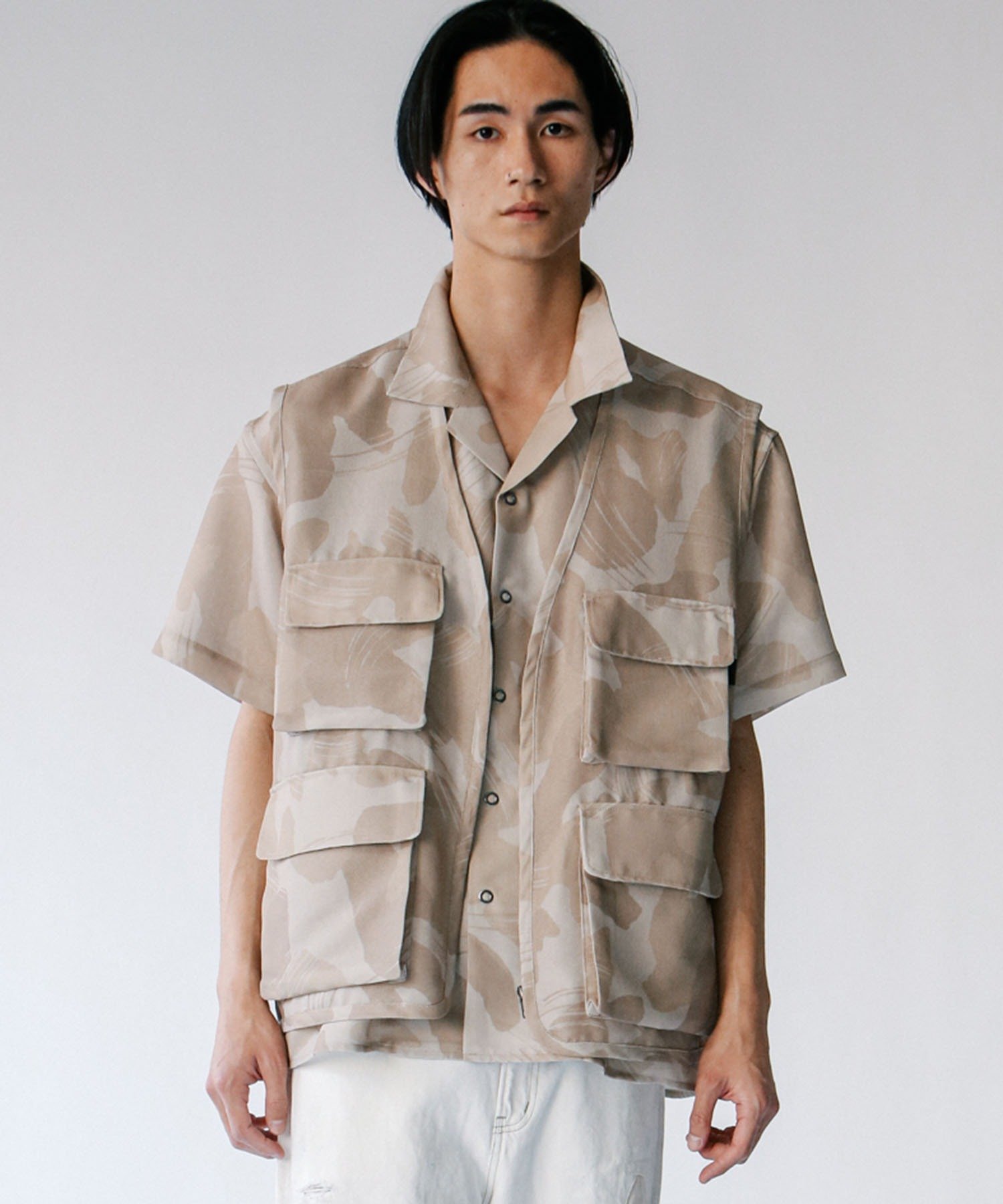 Johnbull Private labo メッシュショートスリーブシャツ ジョンブルプライベートラボ トップス シャツ・ブラウス グリーン カーキグリーン