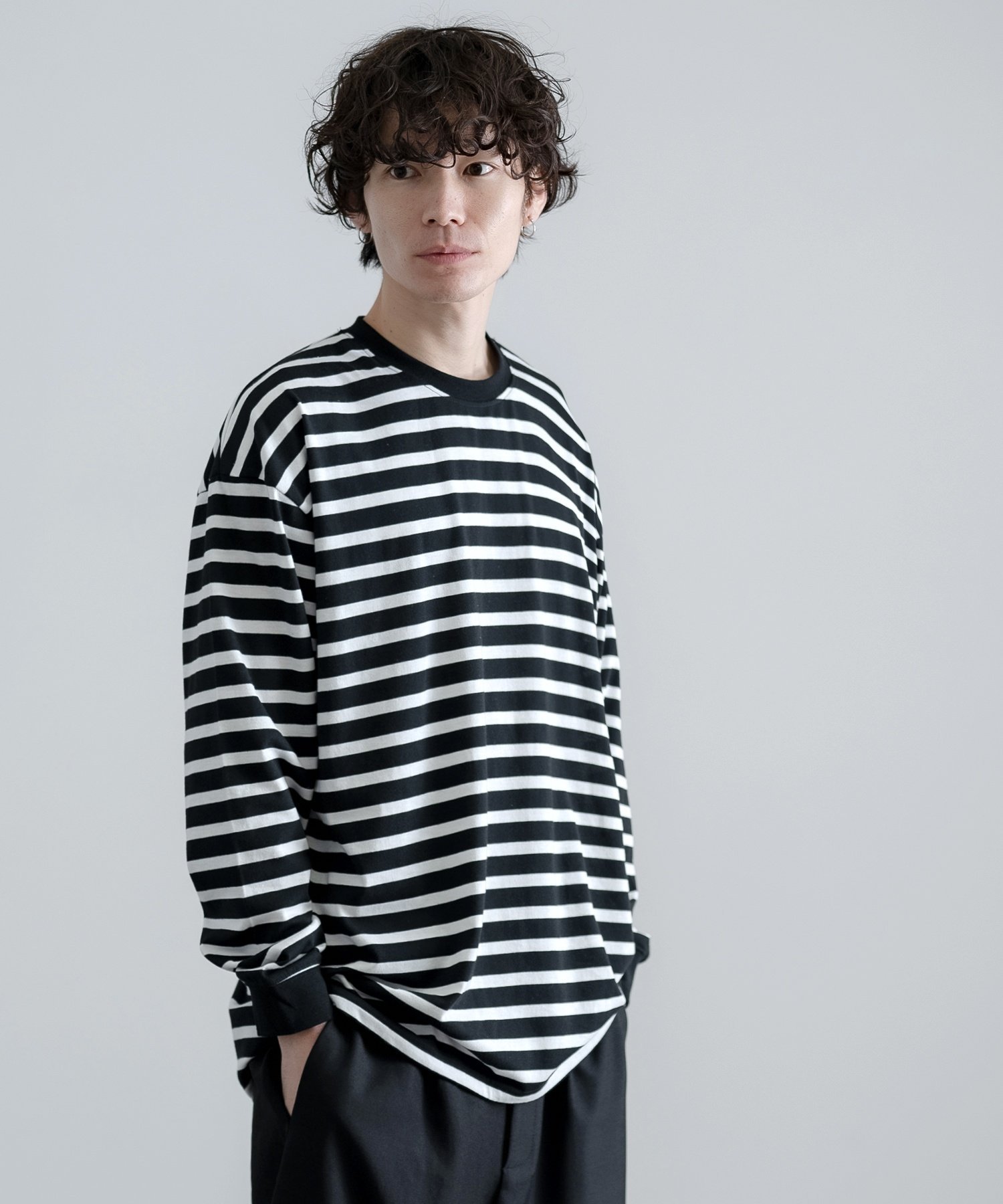 【SALE／25%OFF】SIDEWAY STANCE SIDEWAY STANCE サイドウェイスタンス ボーダー 長袖Tシャツ インプローブス トップス カットソー・Tシャツ ホワイト