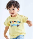BeBe VICTOIRE車プリント半袖天竺Tシャツ(80~90cm) ベベ オンライン ストア マタニティウェア・ベビー用品 ベビートップス ベージュ イエロ...