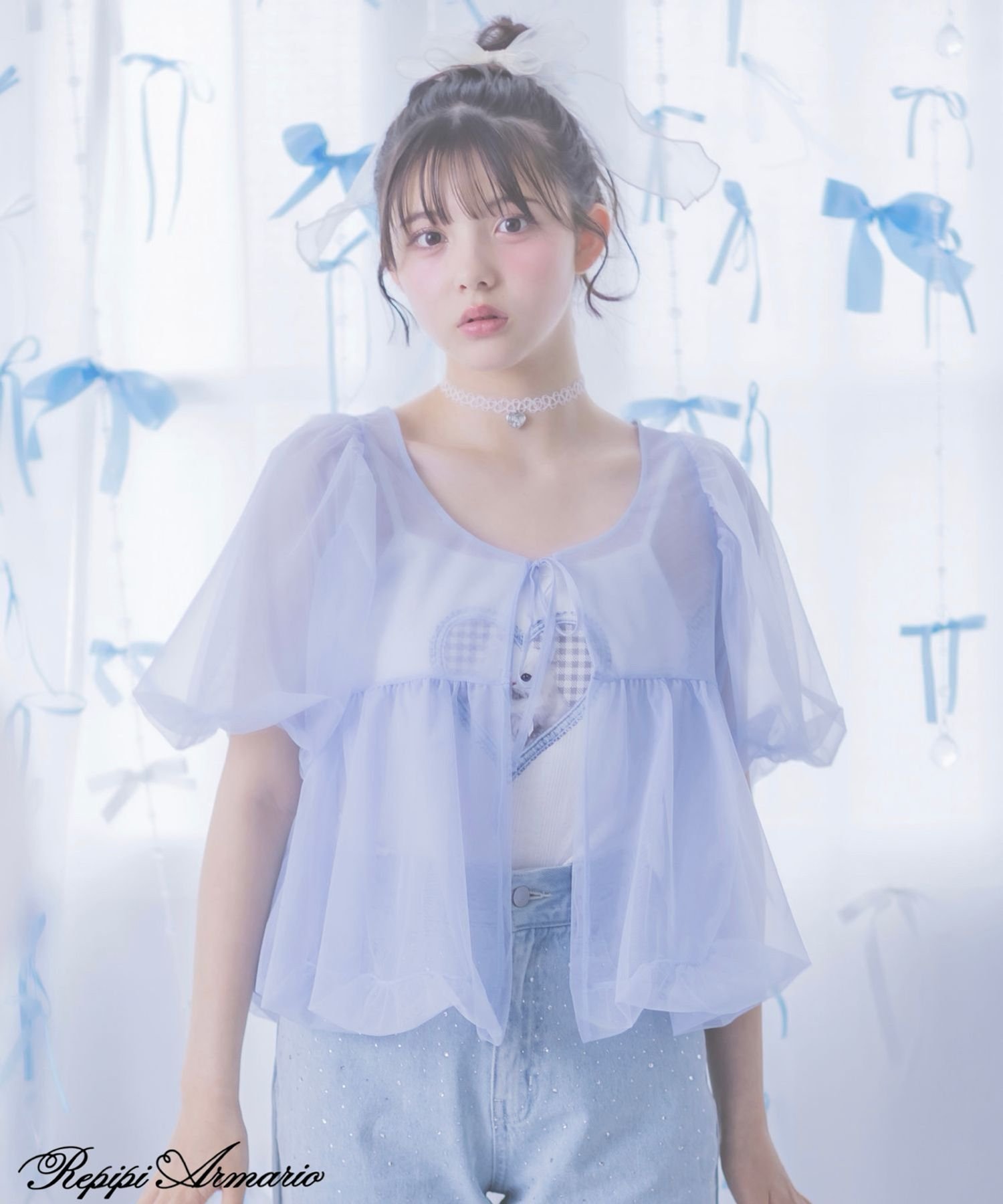 repipi armario 【girly line】チュールバルーンブラウス レピピアルマリオ トップス シャツ・ブラウス ピンク ホワイト ブルー【送料無料】のサムネイル