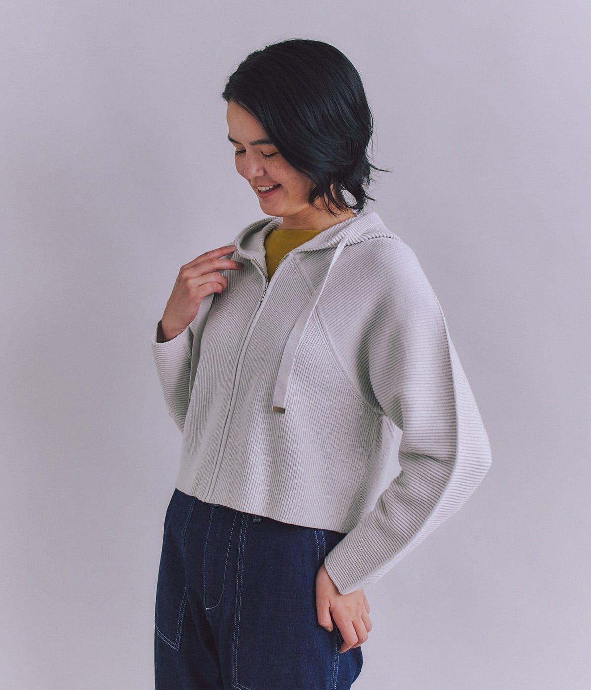 SIPULI 【ウォッシャブル】Garter & Half Cardigan Stitch フーディニット シプリ トップス カーディガ..