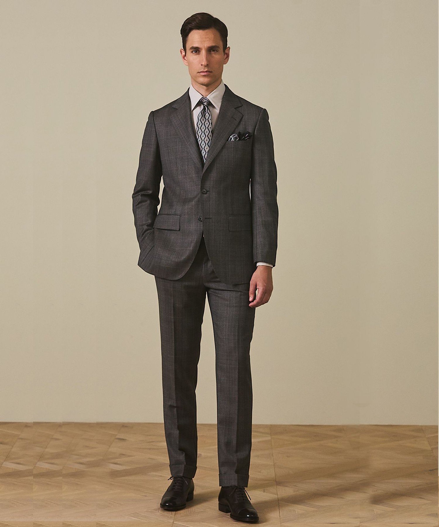 GOTAIRIKU 【ZEGNA/ゼニア】エレクタ スーツ(ブラウンチェック) ゴタイリク スーツ・フォーマル セットアップスーツ ベージュ【送料無料】