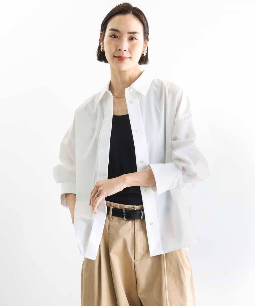 MICHEL KLEIN オーバーサイズシャンブレーシャツ ミッシェルクラン トップス シャツ・ブラウス ホワイト