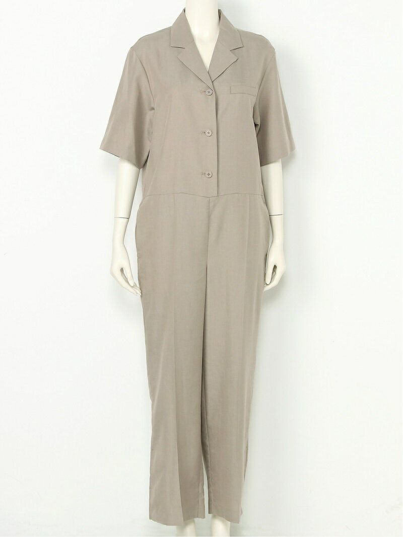 【SALE／45%OFF】Mila Owen 開襟半袖ジャンプスーツ ミラオーウェン オールインワン・オーバーオール オーバーオール・サロペット ベージュ ブラウン ホワイト【送料無料】のサムネイル