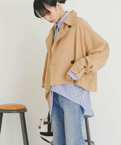 【SALE／50%OFF】UR Lab. ショートトレンチコート アーバンリサーチラボ ジャケット・アウター トレンチコート ベージュ ブラック ブルー【送料無料】