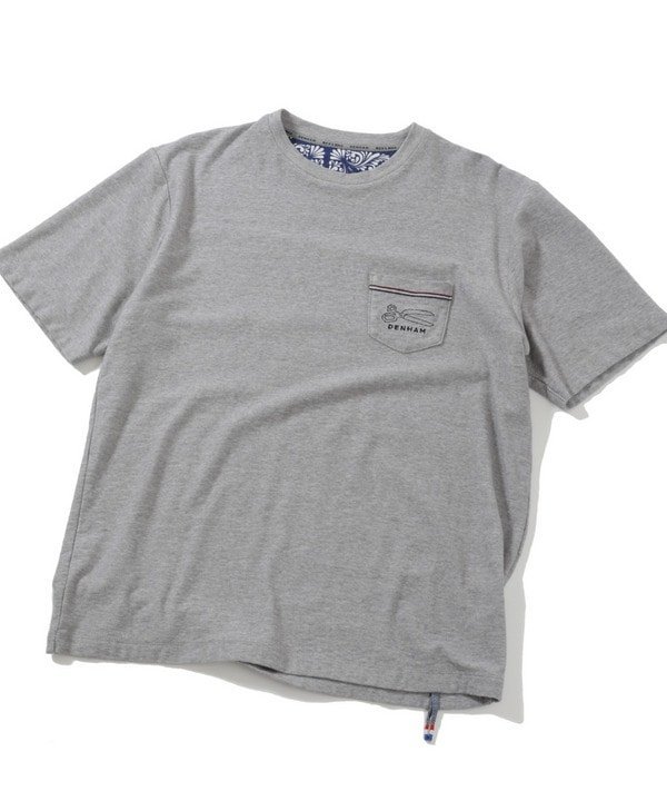 MEN'S BIGI オーガニック ミニパイルポケットTシャツ メンズ ビギ トップス カットソー・Tシャツ グレー ホワイト ブルー