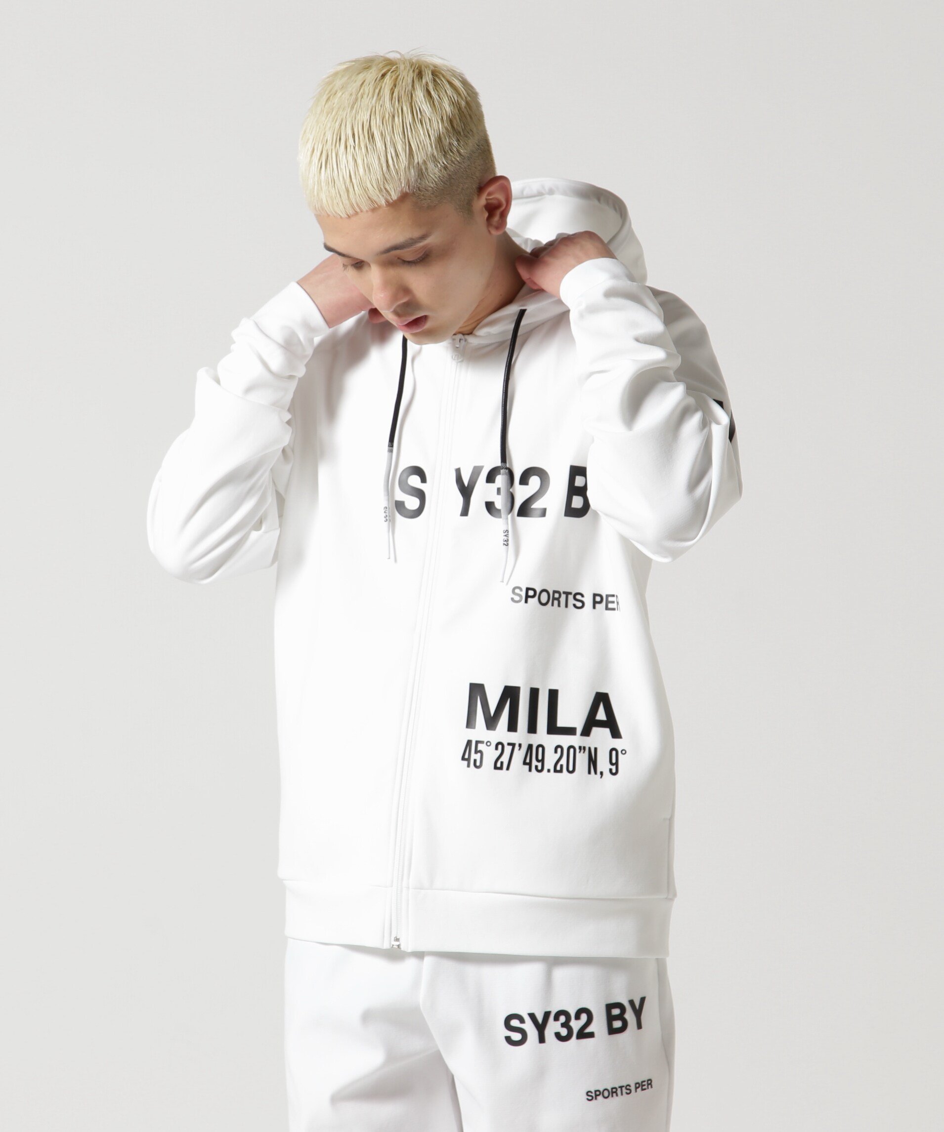 ROYAL FLASH SY32 by SWEETYEARS/STRADDLE PRINT HOODIE ロイヤルフラッシュ トップス パーカー フーディー ホワイト ブラック【送料無料】