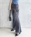 【SALE/10%OFF】clear オーバーダイカーゴフレアデニムパンツ クリア パンツ ジーンズ・デニムパンツ ブラック ブルー(4)