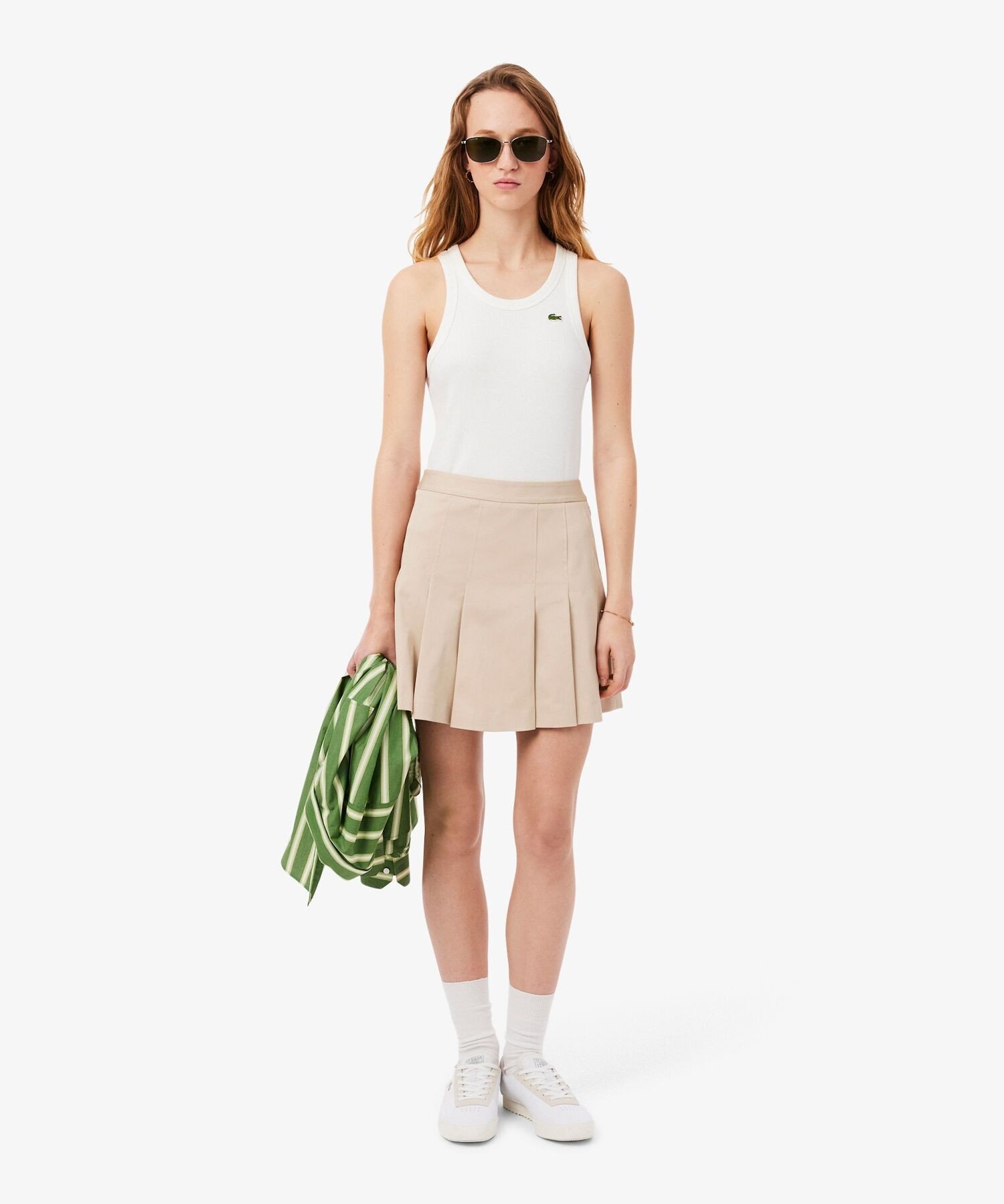 LACOSTE ストレッチコットンプリーツスカート ラコステ スカート その他のスカート ベージュ【送料無料】