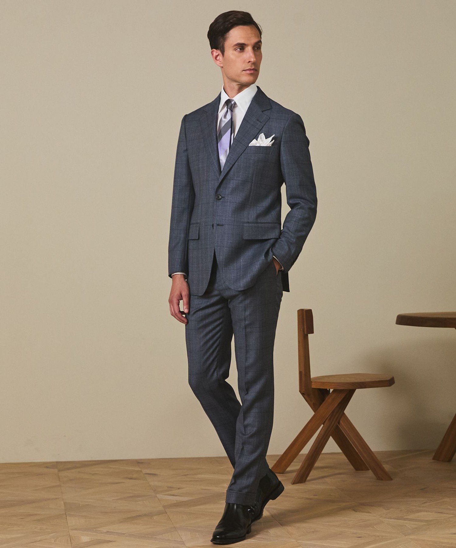 GOTAIRIKU 【ZEGNA/ゼニア】エレクタ スーツ(サックスブルーチェック) ゴタイリク スーツ・フォーマル セットアップスーツ ブルー【送料無料】