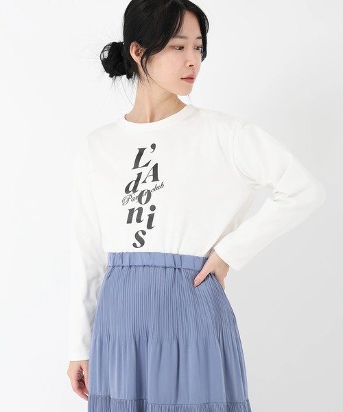 STRAWBERRY-FIELDS ロゴプリントロングスリーブTシャツ ストロベリーフィールズ トップス カットソー・Tシャツ ホワイト