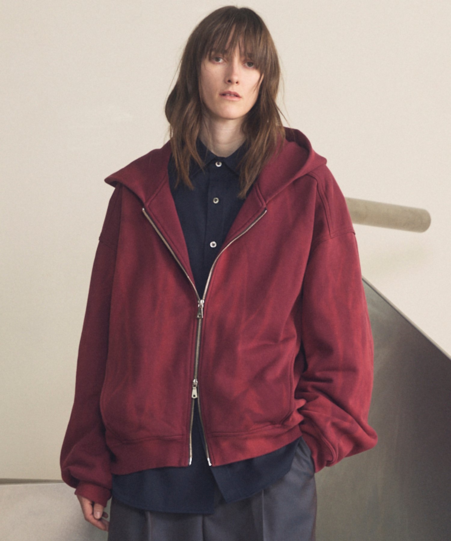 MAISON SPECIAL Sun-fade Prime-Over Sweat Zip Hoodie メゾンスペシャル トップス パーカー・フーディー ブラック ネイビー【送料無料】