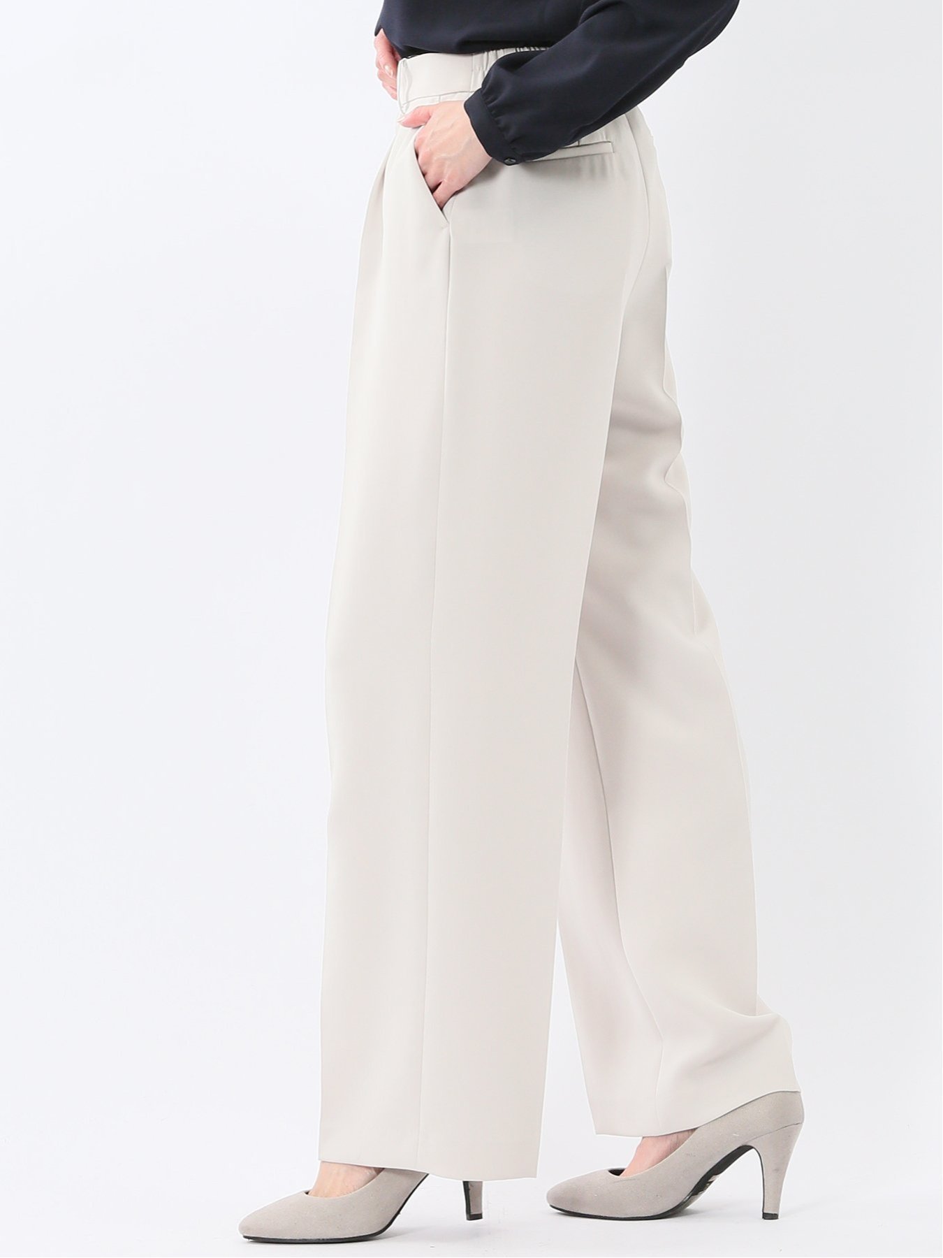 【SALE／10%OFF】m.f.editorial トリアセライク ワイドパンツ ライトグレー(セットアップ可能) タカキュー スーツ・フォーマル スーツパンツ グレー【送料無料】