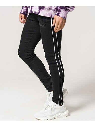 【SALE/18%OFF】CavariA CavariAサイドパイピングブラックデニムスキニーパンツ シルバーバレット パンツ ジーンズ・デニムパンツ ブラック【送料無料】 【SALE/18%OFF】CavariA CavariAサイドパイピングブラックデニムスキニーパンツ シルバーバレット パンツ ジーンズ・デニムパンツ ブラック【送料無料】