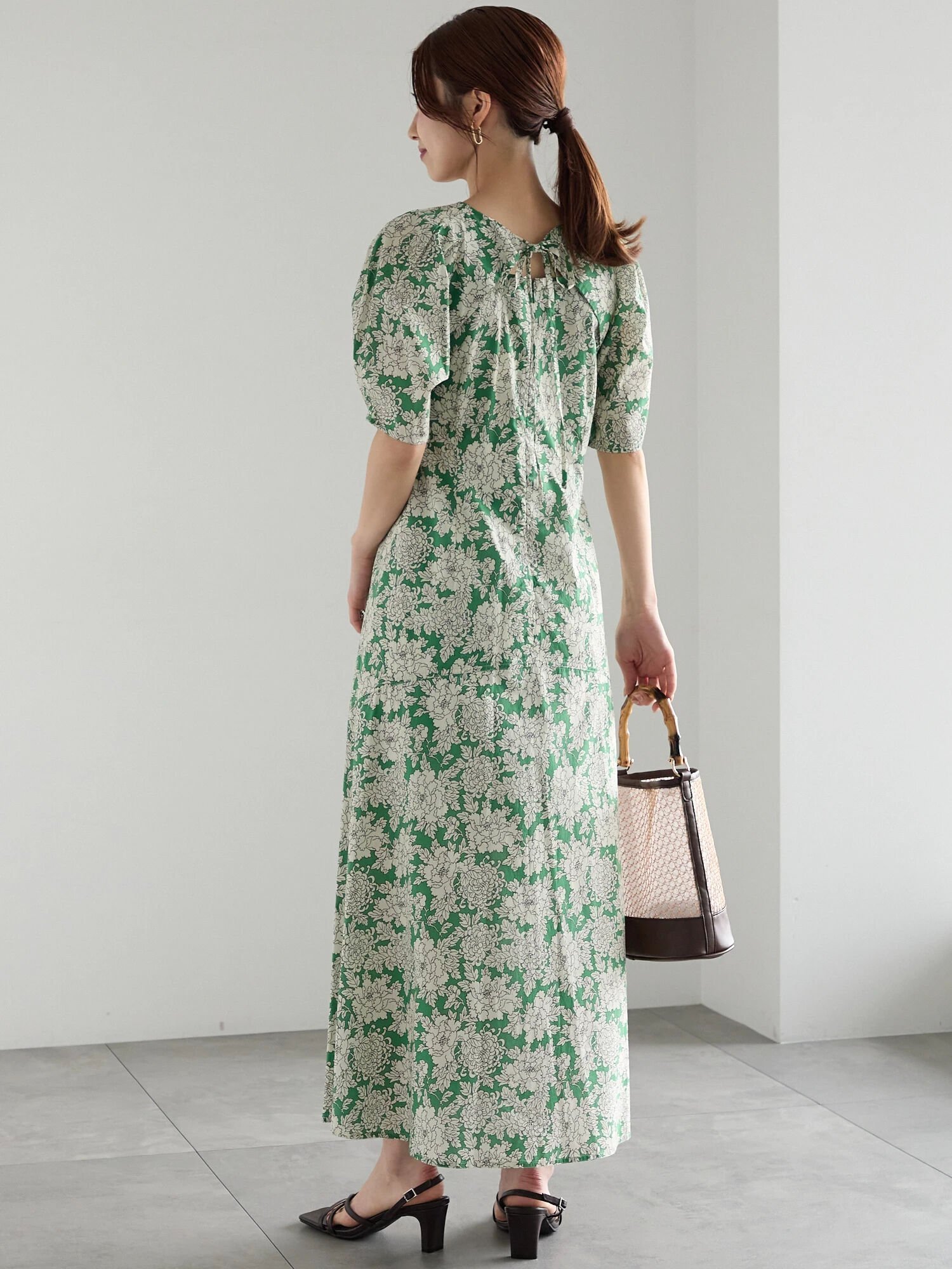 【SALE／30%OFF】Te chichi 【LIBERTY】フレアーワンピース《2025summer catalog item》 テチチ ワンピース・ドレス ワンピース ベージュ グリーン【送料無料】