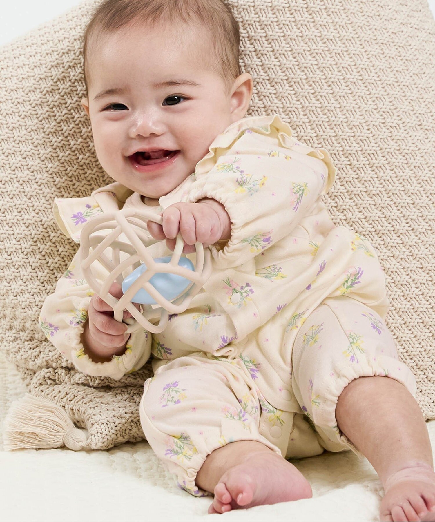 Ampersand カバーオール ブーケ柄 エフオーオンラインストア マタニティウェア・ベビー用品 ロンパース・カバーオール パープル ベージュ