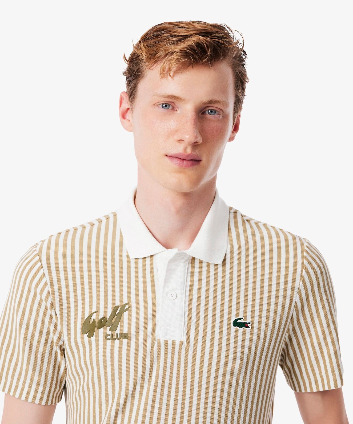 【SALE／30%OFF】LACOSTE ヒートコントロールストライプポロシャツ ラコステ トップス ポロシャツ ベージュ グリーン【送料無料】