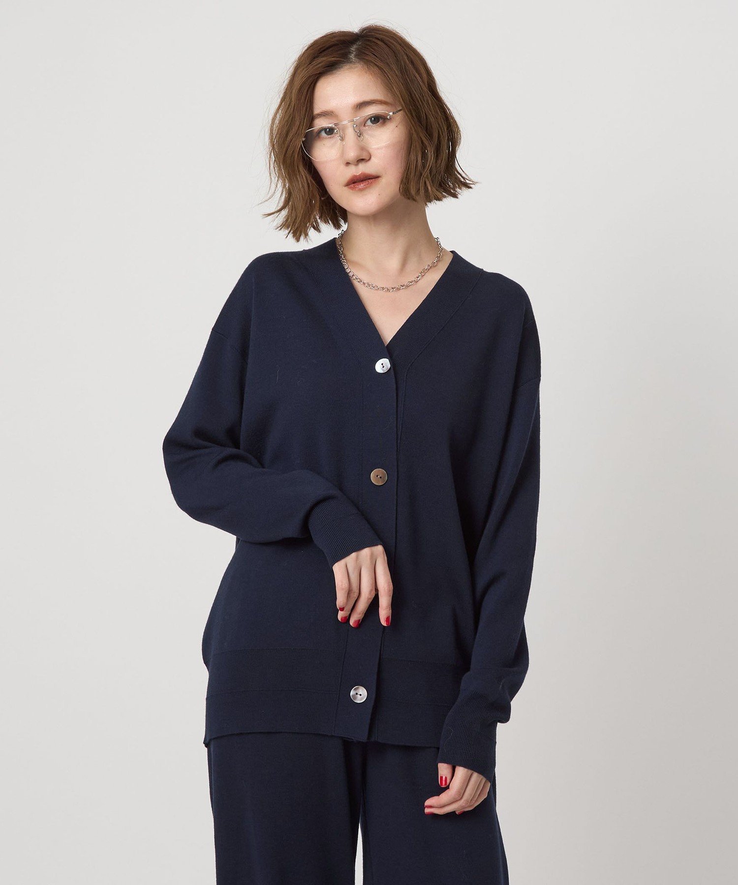 conte ＜conte＞ハイゲージ Vネック カーディガン ユナイテッドアローズ トップス カーディガン ネイビー ブラック ベージュ ワインレッド【送料無料】のサムネイル