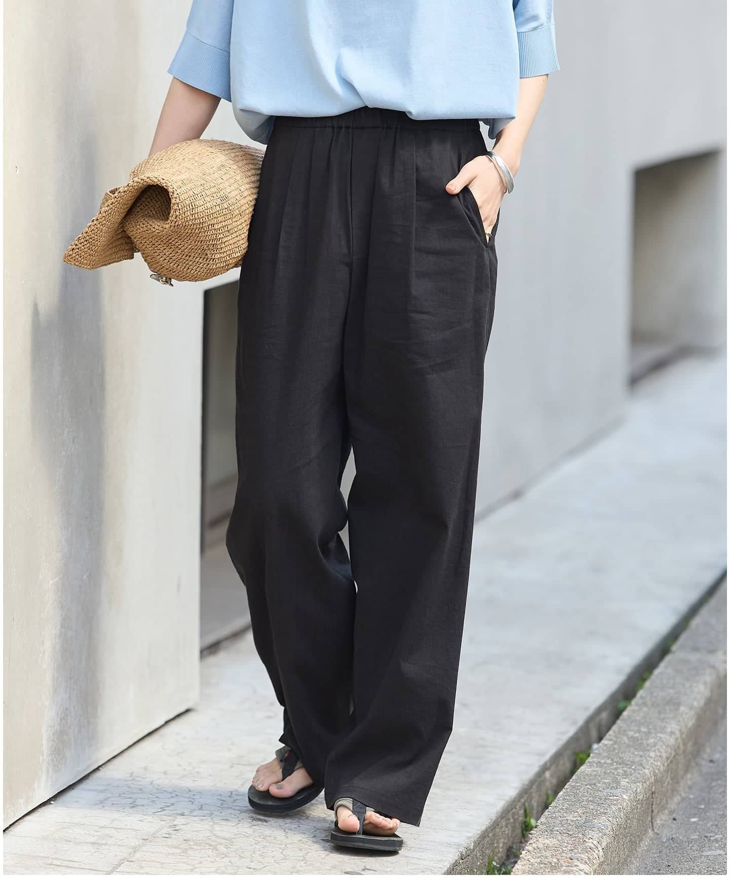 JOURNAL STANDARD 《追加》ウォッシャブルコットンリネンVISストレートパンツ ジャーナル スタンダード パンツ その他のパンツ ブラウン ベージュ ブラック ネイビー