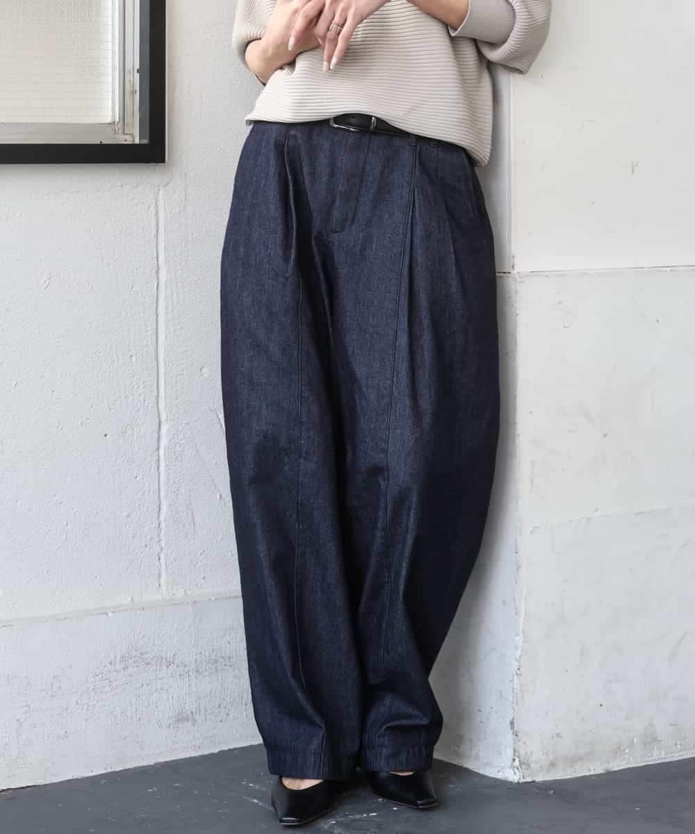 MICHEL KLEIN [セットアップ対応]デニムバレルパンツ ミッシェルクラン パンツ その他のパンツ ネイビー